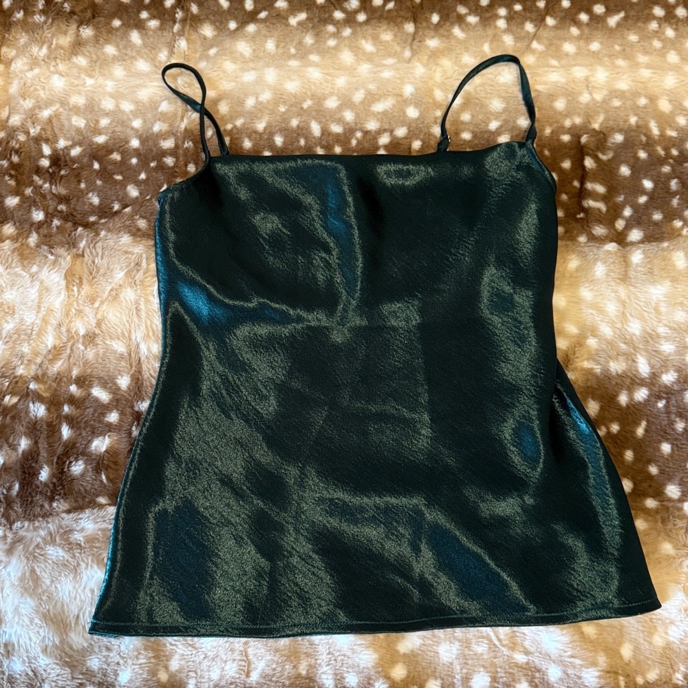 Dark Green Satin Cami Tank